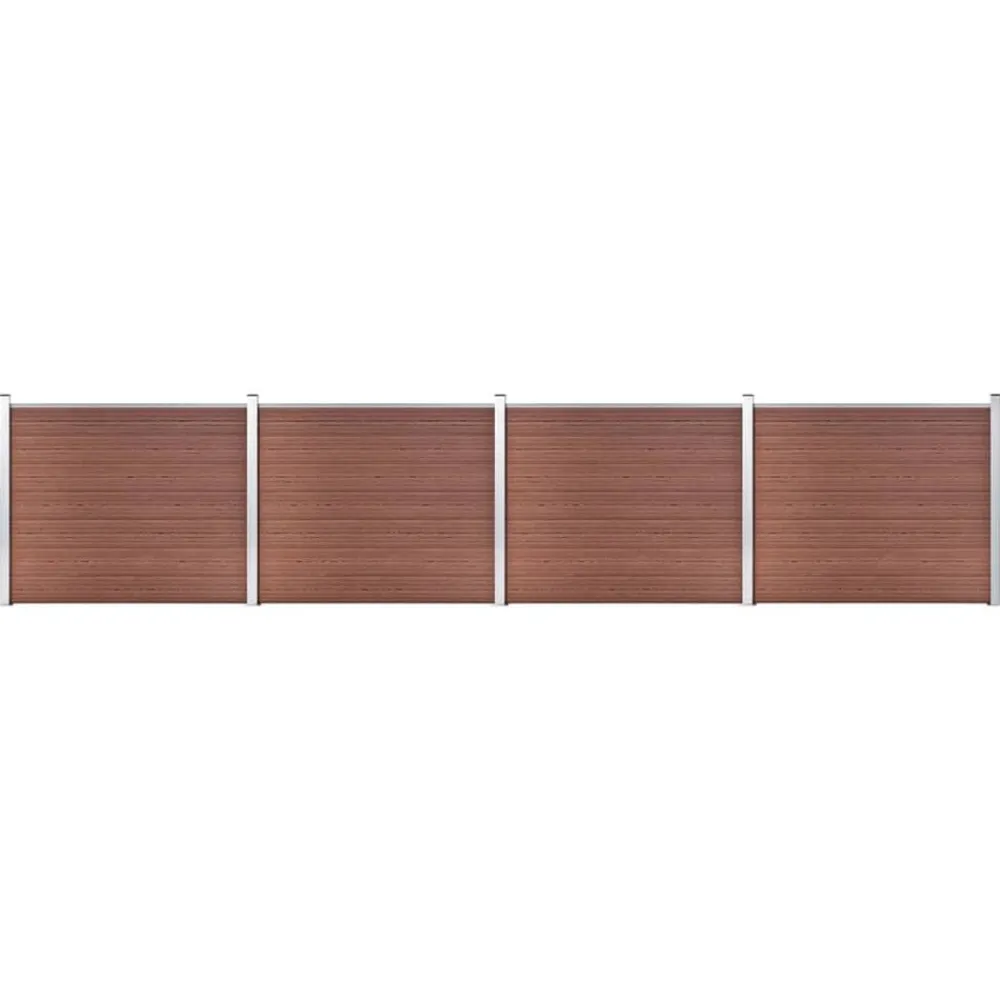 vidaXL Set de panel de valla WPC marrón 699x146 cm Marrón Discount