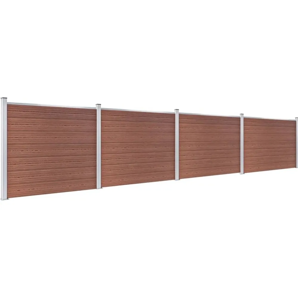 vidaXL Set de panel de valla WPC marrón 699x146 cm Marrón Discount