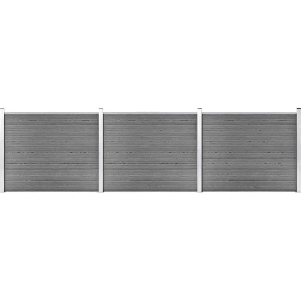 vidaXL Set de panel de valla WPC 526x146 cm Gris Clearance