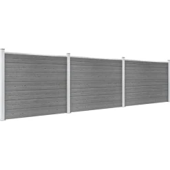 vidaXL Set de panel de valla WPC 526x146 cm Gris Clearance