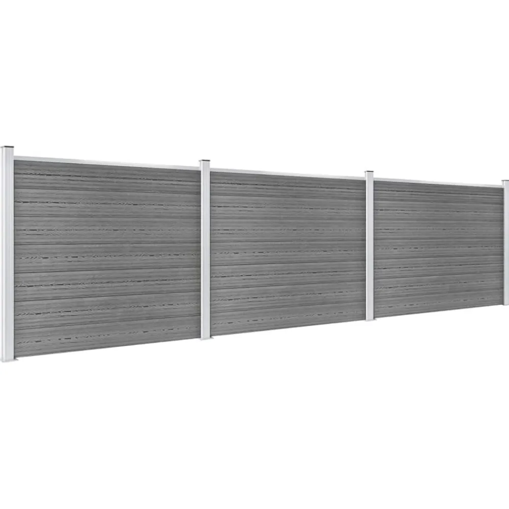 vidaXL Set de panel de valla WPC 526x146 cm Gris Clearance
