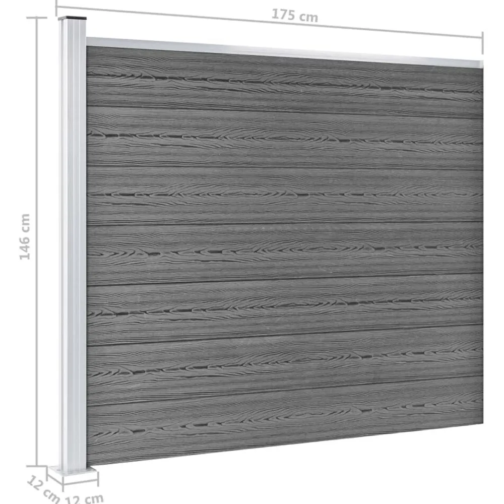 vidaXL Set de panel de valla WPC 526x146 cm Gris Clearance