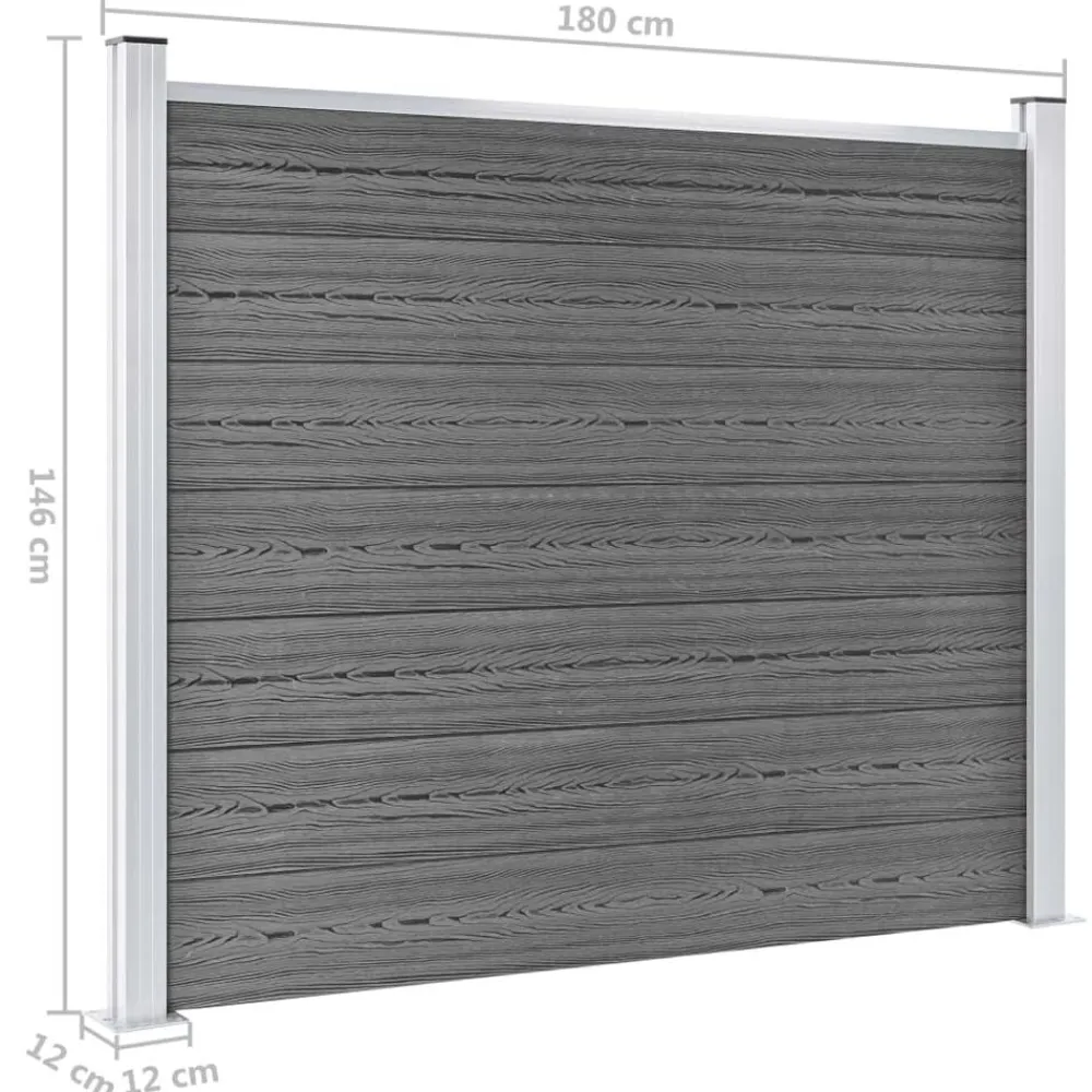 vidaXL Set de panel de valla WPC 526x146 cm Gris Clearance
