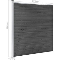 vidaXL Set de paneles de valla WPC 446x(105-186) cm Negro Discount