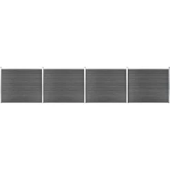 vidaXL Set de paneles de valla WPC 699x146 cm Negro Clearance