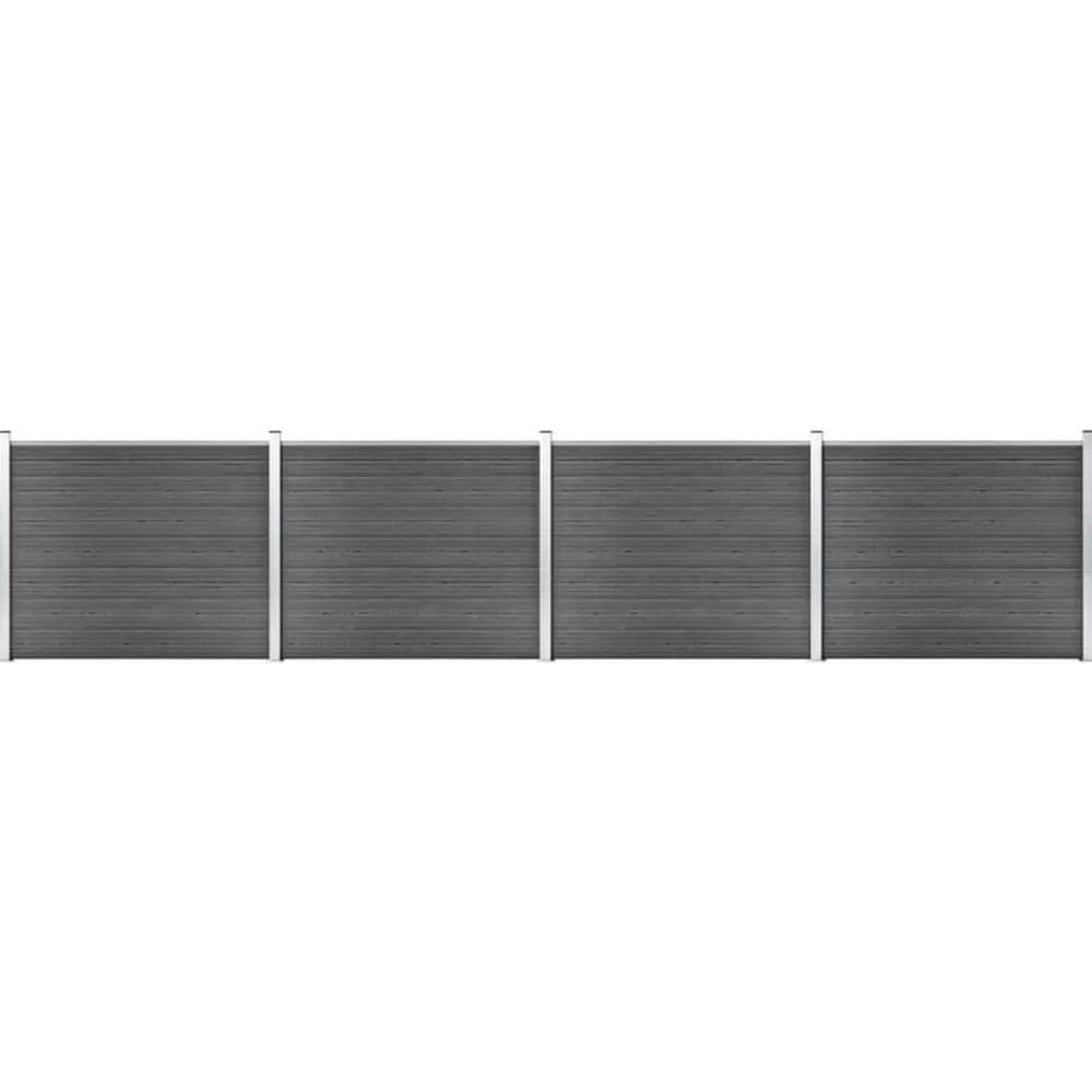 vidaXL Set de paneles de valla WPC 699x146 cm Negro Clearance