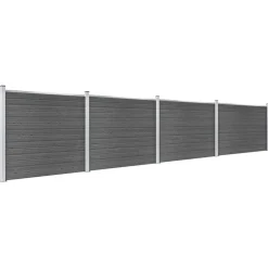 vidaXL Set de paneles de valla WPC 699x146 cm Negro Clearance