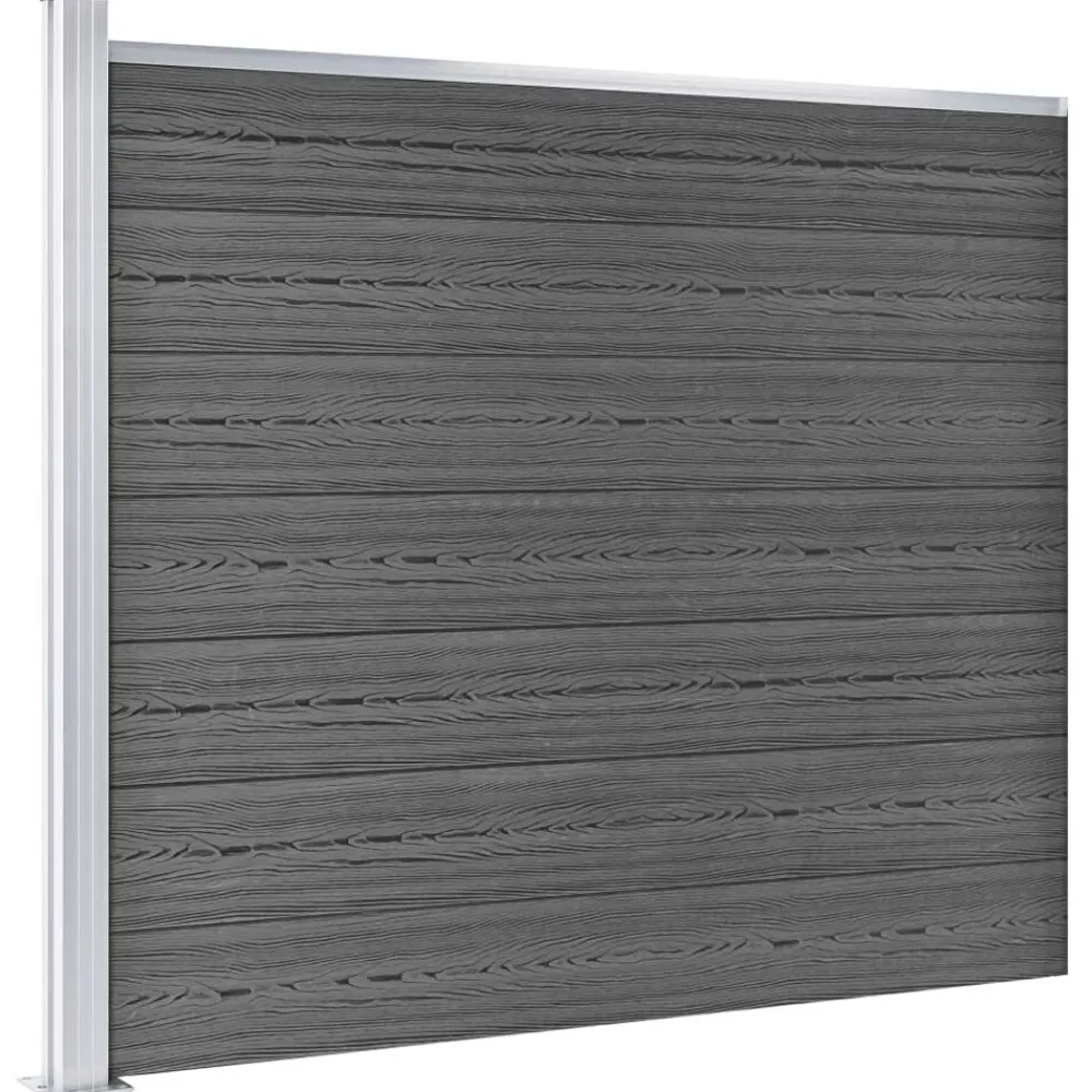 vidaXL Set de paneles de valla WPC 699x146 cm Negro Clearance