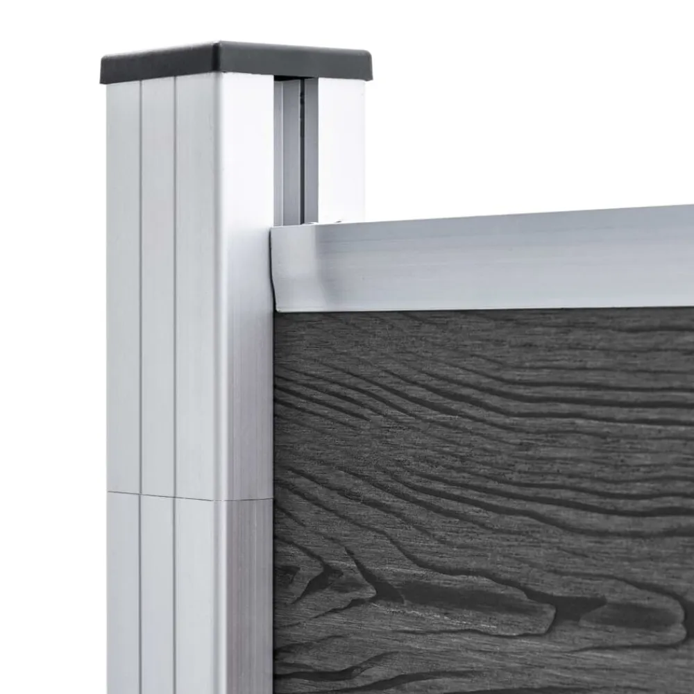 vidaXL Set de paneles de valla WPC 792x(105-186) cm Negro New