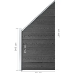 vidaXL Set de paneles de valla WPC 1311x(105-186) cm Negro New