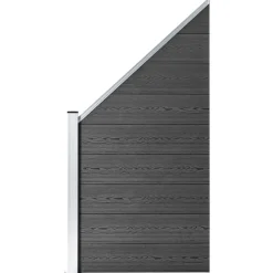 vidaXL Set de paneles de valla WPC 1138x(105-186) cm Negro