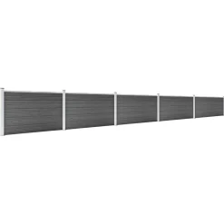 vidaXL Set de paneles de valla WPC 872x105 cm Negro Outlet