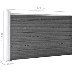 vidaXL Set de paneles de valla WPC 872x105 cm Negro Outlet