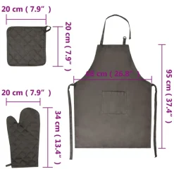 vidaXL Set de paños manoplas horno agarradores 15 pzas algodón Negro Hot