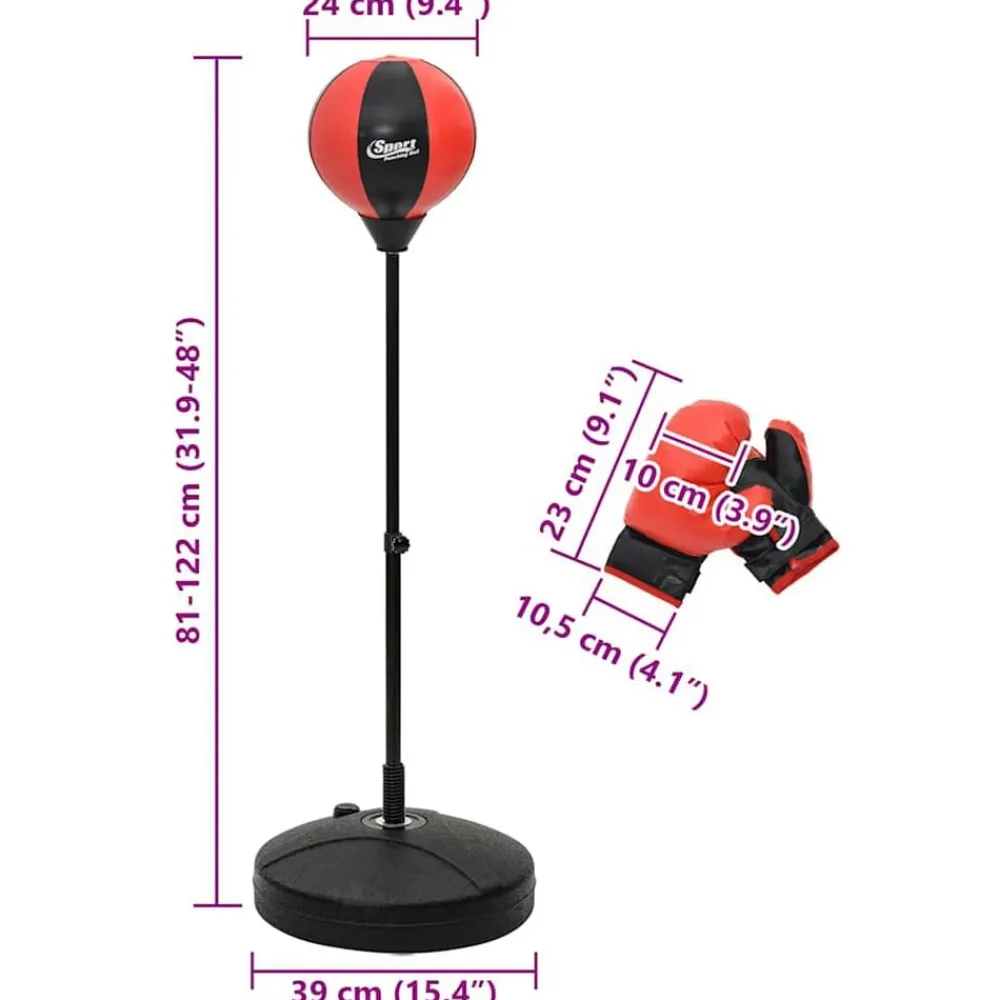 vidaXL Set de punching ball guantes y bomba altura ajustable 81-122 cm Hot