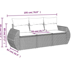 vidaXL Muebles De Jardín-Set de sofá de jardín 3 pzas y cojines ratán sintético