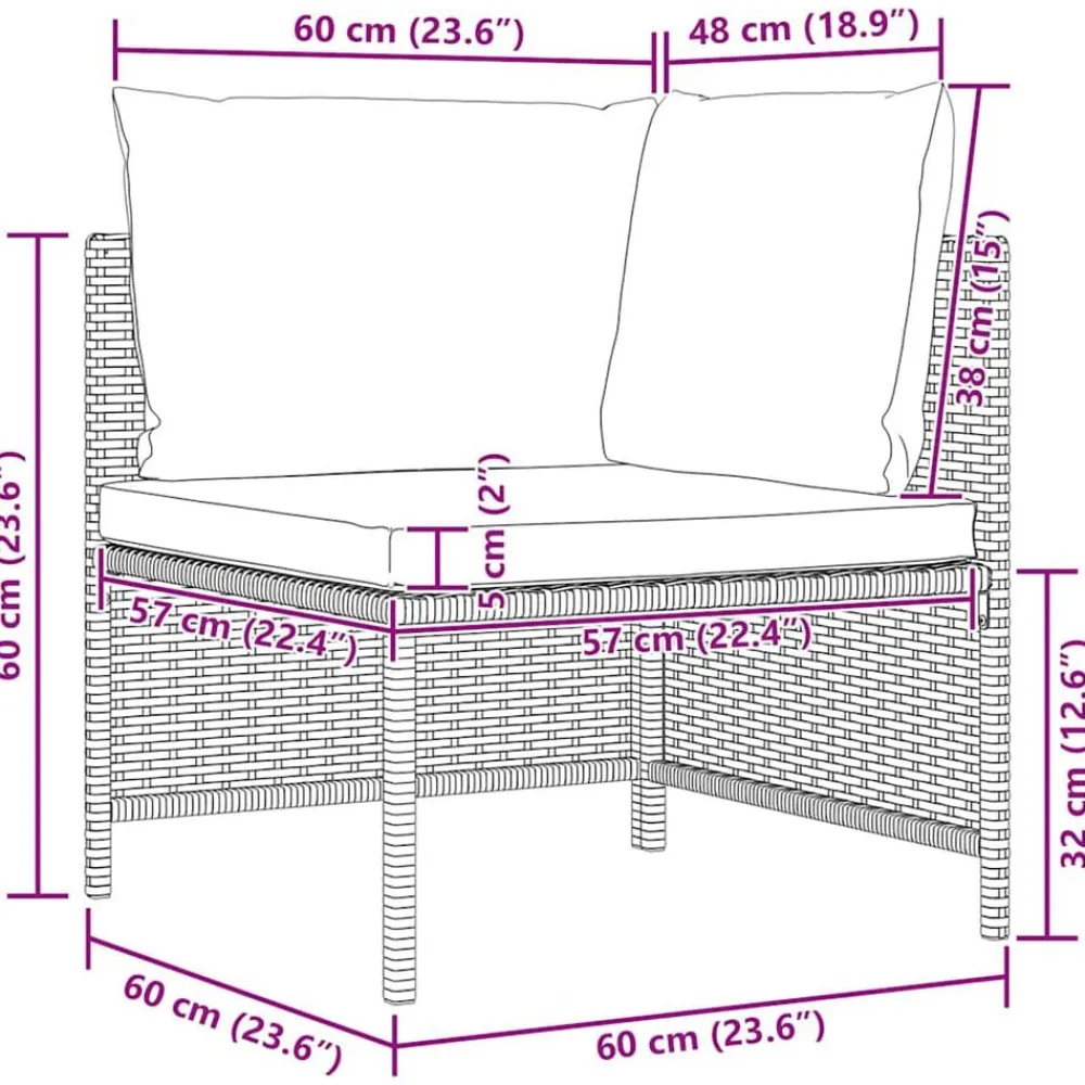 vidaXL Muebles De Jardín-Set de sofá de jardín 5 piezas con cojines ratán sintético