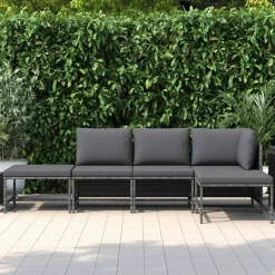 vidaXL Muebles De Jardín-Set de sofá de jardín 5 piezas con cojines ratán sintético