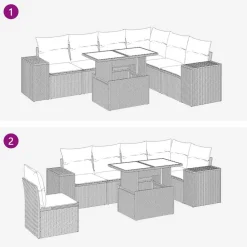vidaXL Set de sofás de jardín 7 pzas con cojines ratán sintético Gris Online