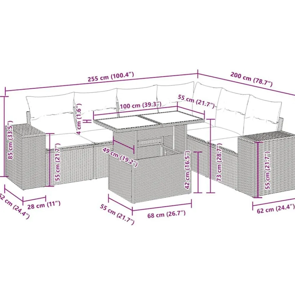 vidaXL Set de sofás de jardín 7 pzas con cojines ratán sintético Gris Online