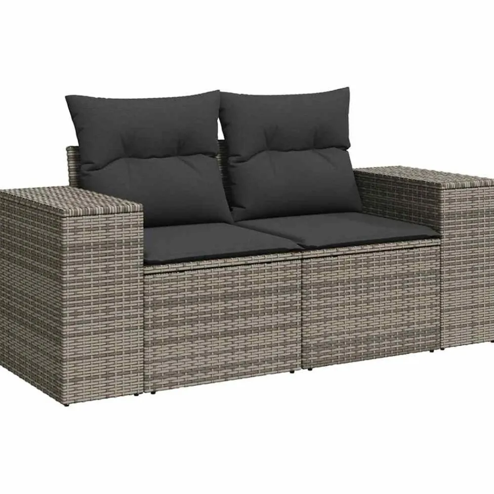 vidaXL Set de sofás de jardín 7 pzas con cojines ratán sintético Gris Online