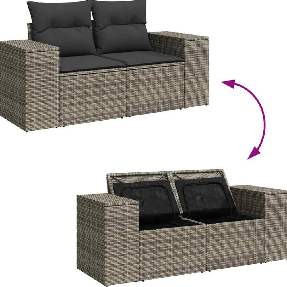 vidaXL Set de sofás de jardín 7 pzas con cojines ratán sintético Gris Online