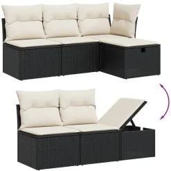 vidaXL Muebles De Jardín-Set de sofás de jardín 8 piezas y cojines ratán sintético negro
