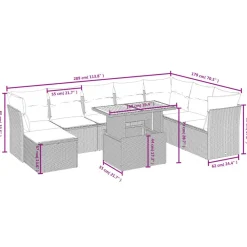 vidaXL Muebles De Jardín-Set de sofás de jardín 8 piezas y cojines ratán sintético negro