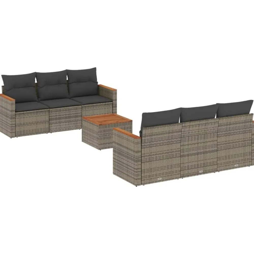 vidaXL Muebles De Jardín-Set de sofás de jardín 7 piezas con cojines ratán PE