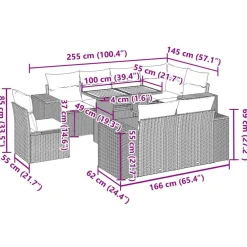 vidaXL Set de sofás de jardín con cojines 9 pzas ratán sintético beige beige y gris claro Outlet