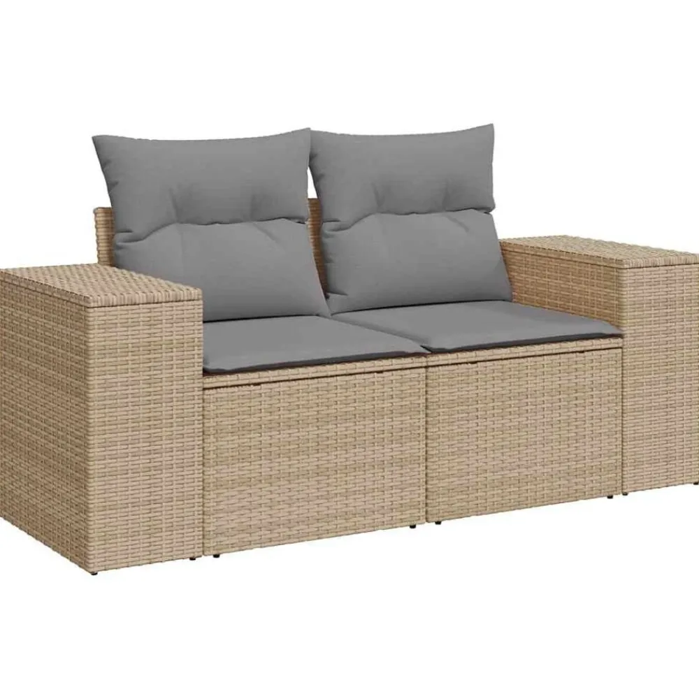 vidaXL Set de sofás de jardín con cojines 9 pzas ratán sintético beige beige y gris claro Outlet