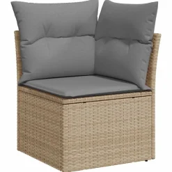 vidaXL Set de sofás de jardín con cojines 9 pzas ratán sintético beige beige y gris claro Outlet