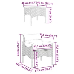 vidaXL Muebles De Jardín-Set de sofás de jardín con cojines 3 pzas ratán sintético