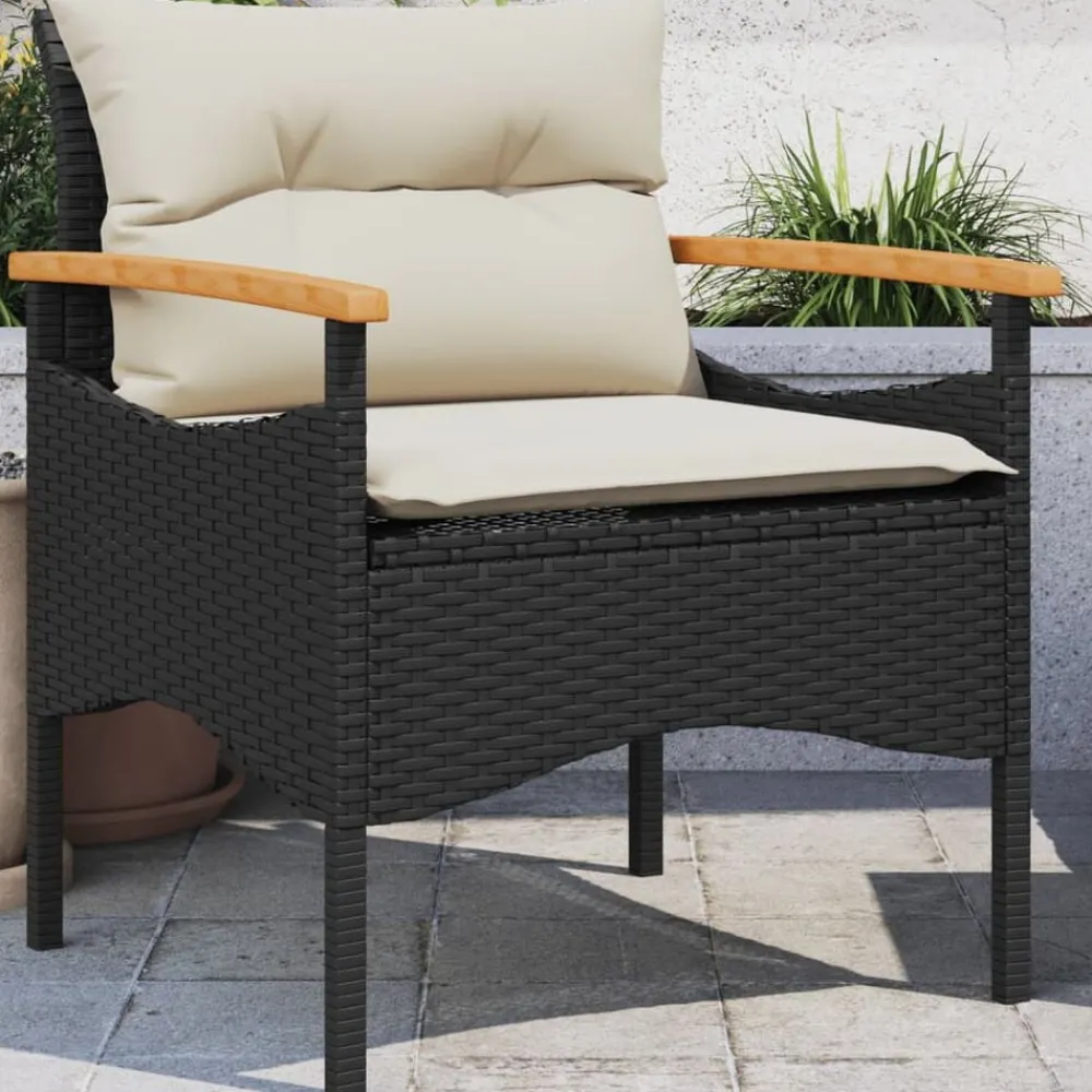 vidaXL Muebles De Jardín-Set de sofás de jardín con cojines 3 pzas ratán sintético