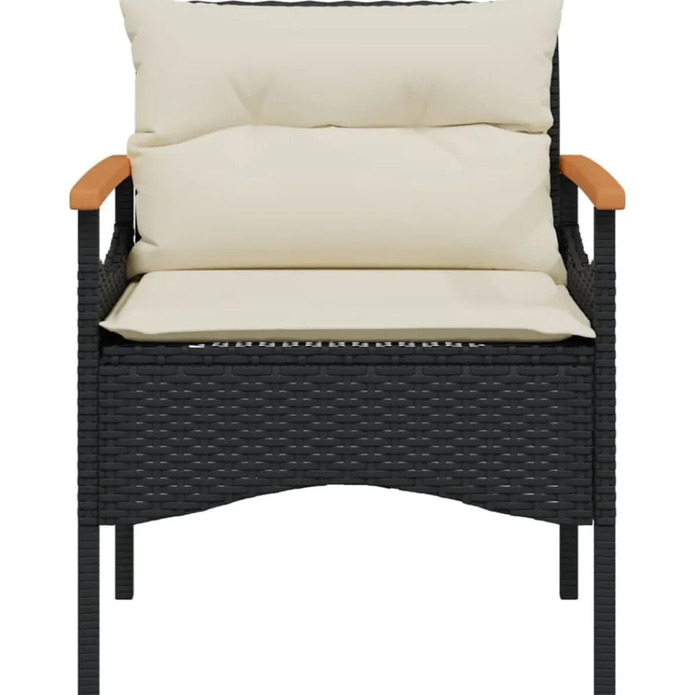 vidaXL Muebles De Jardín-Set de sofás de jardín con cojines 3 pzas ratán sintético