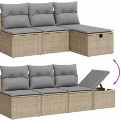 vidaXL Muebles De Jardín-Set de sofás de jardín y cojines 8 piezas ratán sintético beige