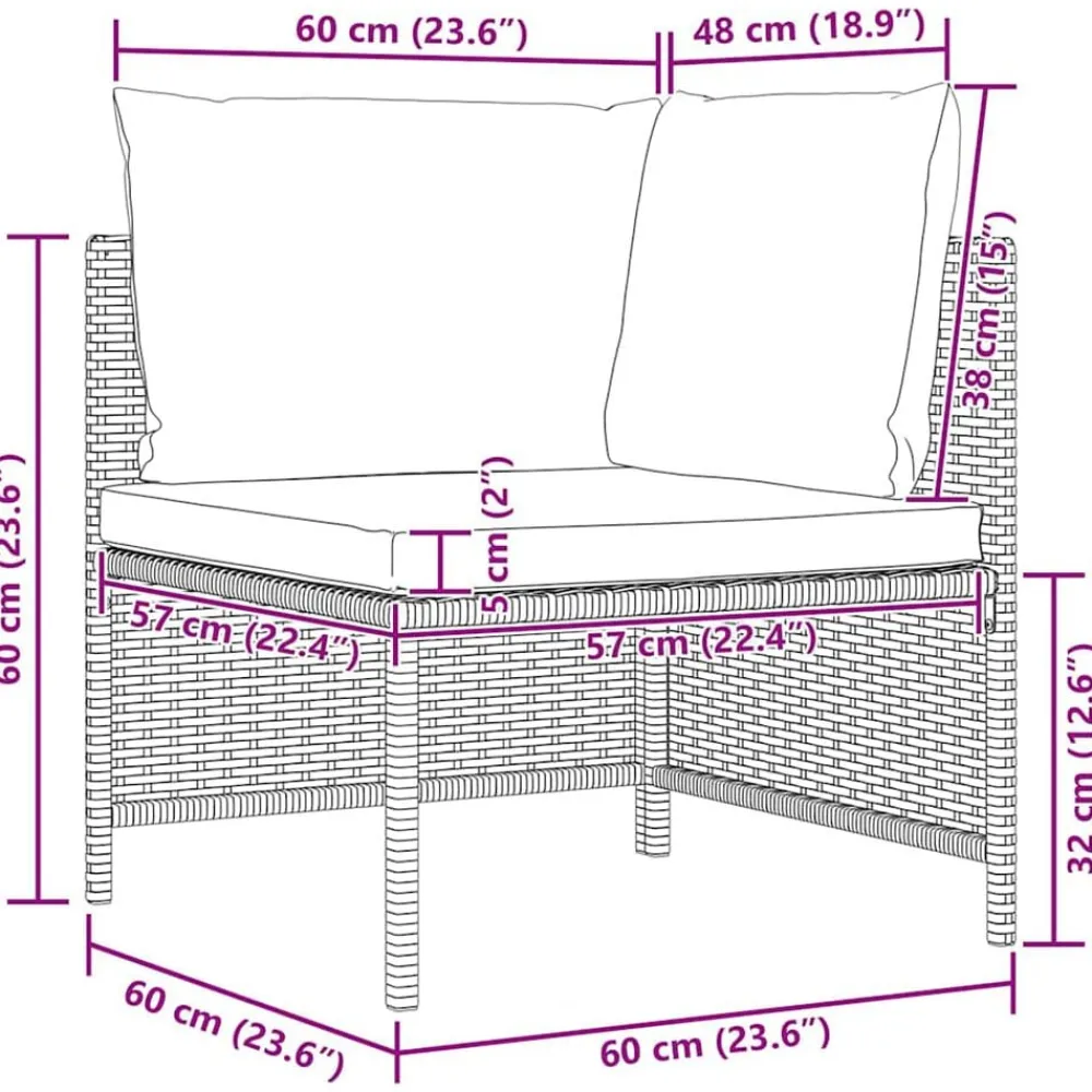 vidaXL Set de sofás de jardín 5 pzas y cojines ratán sintético Negro Discount