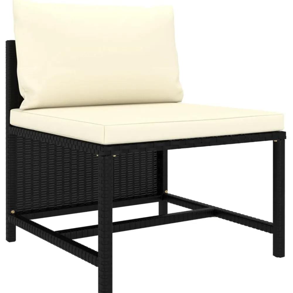 vidaXL Set de sofás de jardín 5 pzas y cojines ratán sintético Negro Discount