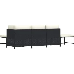 vidaXL Set de sofás de jardín 5 pzas y cojines ratán sintético Negro Discount