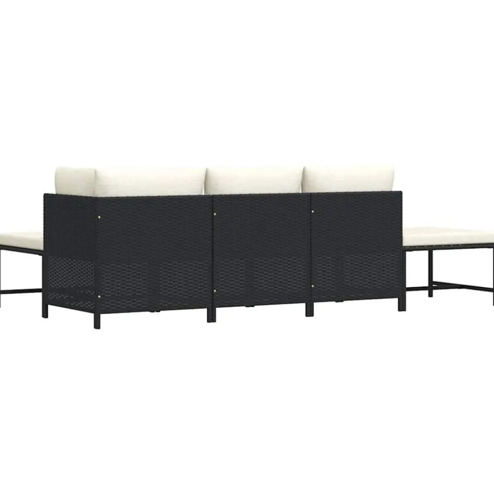 vidaXL Set de sofás de jardín 5 pzas y cojines ratán sintético Negro Discount