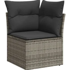 vidaXL Muebles De Jardín-Set de sofás de jardín y cojines 13 pzas ratán sintético gris