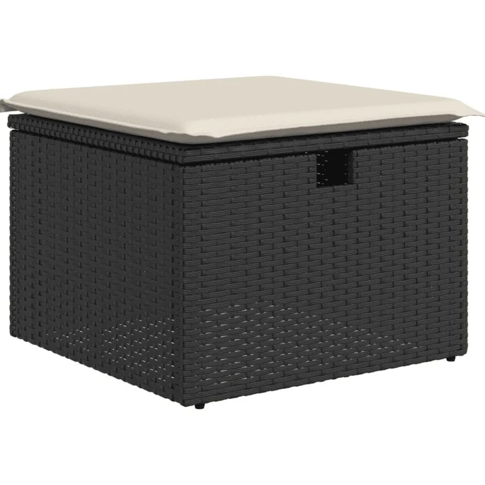 vidaXL Set de sofás de jardín 8 piezas y cojines ratán sintético negro Negro y crema