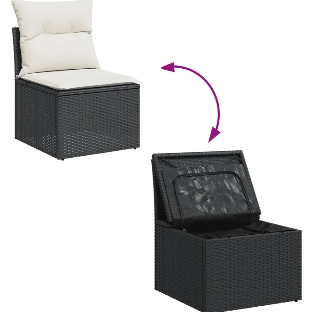 vidaXL Muebles De Jardín-Set de sofás de jardín 8 piezas y cojines ratán sintético negro