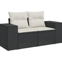 vidaXL Muebles De Jardín-Set de sofás de jardín 8 piezas y cojines ratán sintético negro