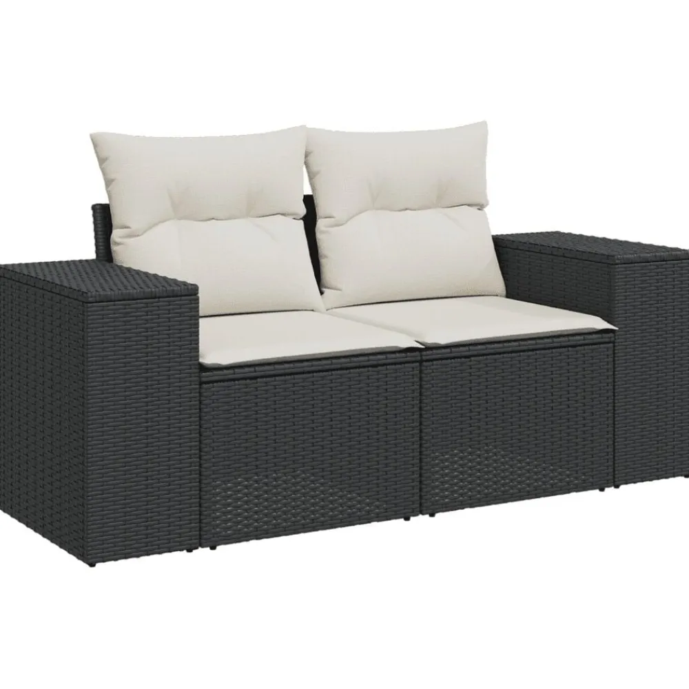 vidaXL Muebles De Jardín-Set de sofás de jardín 8 piezas y cojines ratán sintético negro
