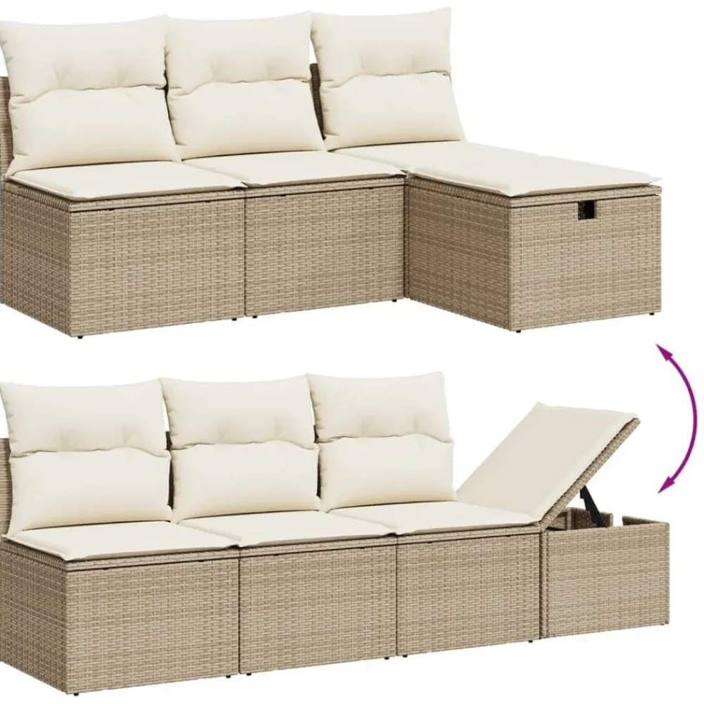 vidaXL Set de sofás de jardín 9 pzas con cojines ratán sintético beige beige y crema Sale