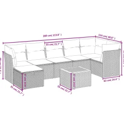 vidaXL Set de sofás de jardín 9 pzas con cojines ratán sintético beige beige y crema Sale