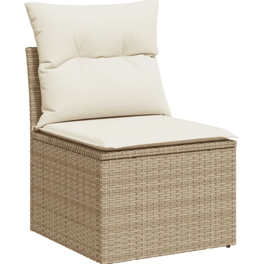 vidaXL Set de sofás de jardín 9 pzas con cojines ratán sintético beige beige y crema Sale