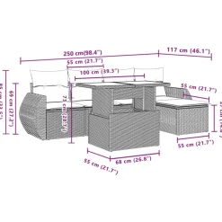 vidaXL Muebles De Jardín-Set de sofás de jardín 6 piezas y cojines ratán sintético negro