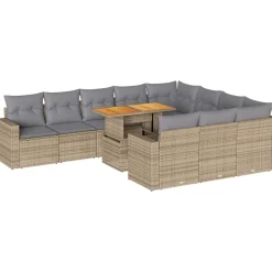 vidaXL Set de sofás de jardín 11pzas con cojines ratán sintético beige beige y gris claro Best